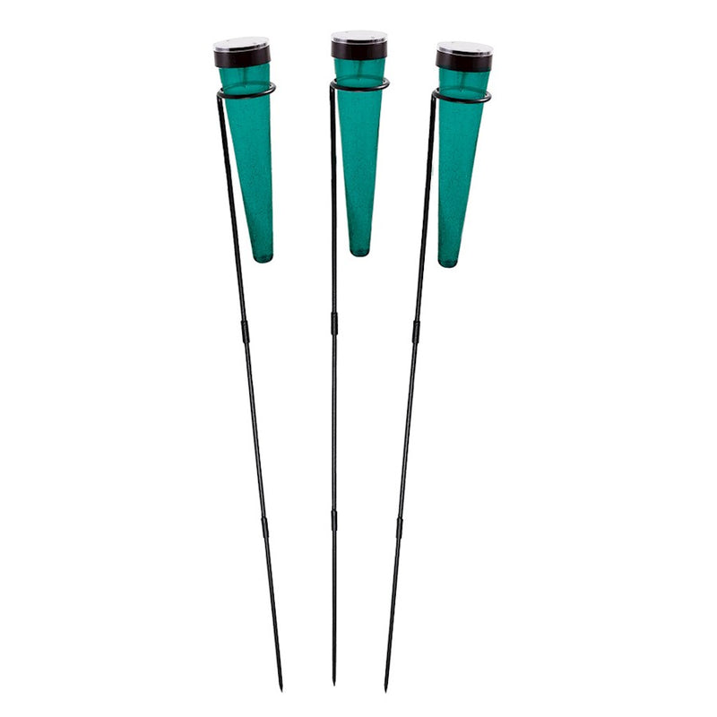ACHLA Solar Sparkle Cone, Stake, Set of 3, Emerald Green/Black