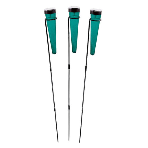 ACHLA Solar Sparkle Cone, Stake, Set of 3, Emerald Green/Black