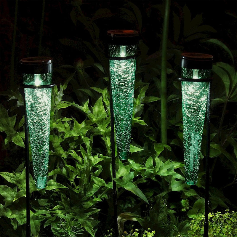 ACHLA Solar Sparkle Cone, Stake, Set of 3, Emerald Green/Black