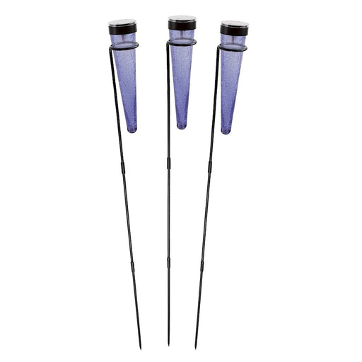 ACHLA Solar Sparkle Cone, Stake, Set of 3, Light Blue/Black