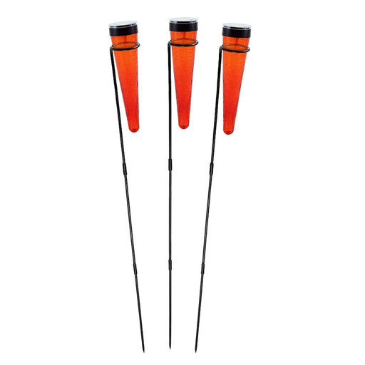 ACHLA Solar Sparkle Cone, Stake, Set of 3, Red/Black Powdercoat