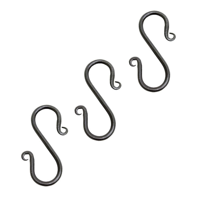 ACHLA Mini S-Hook 3-Pack | Black Powdercoat Wrought Iron | Hanging Planters & Outdoor Decor | 3.5in H Each | Model SS-01-3