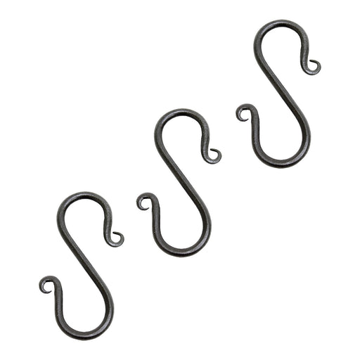 ACHLA Mini S-Hook 3-Pack | Black Powdercoat Wrought Iron | Hanging Planters & Outdoor Decor | 3.5in H Each | Model SS-01-3