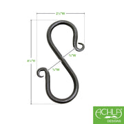 ACHLA Mini S-Hook 3-Pack | Black Powdercoat Wrought Iron | Hanging Planters & Outdoor Decor | 3.5in H Each | Model SS-01-3