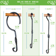 ACHLA 15in Extender Hook 2-Pack | Black Wrought Iron Powdercoat | Outdoor Plant & Birdfeeder Hanger | 15 x 2.125 x 0.5 in | Model SSE-02-2