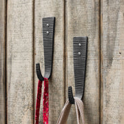 ACHLA Hammered Strap J-Hook Set of 2 | Black Powdercoat Wrought Iron | Kitchen, Mudroom & Garage Wall Hooks | 6.5 in H, Projects 2 in | Model SSH-10