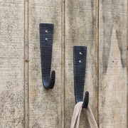 ACHLA Hammered Strap J-Hook Set of 2 | Black Powdercoat Wrought Iron | Kitchen, Mudroom & Garage Wall Hooks | 6.5 in H, Projects 2 in | Model SSH-10