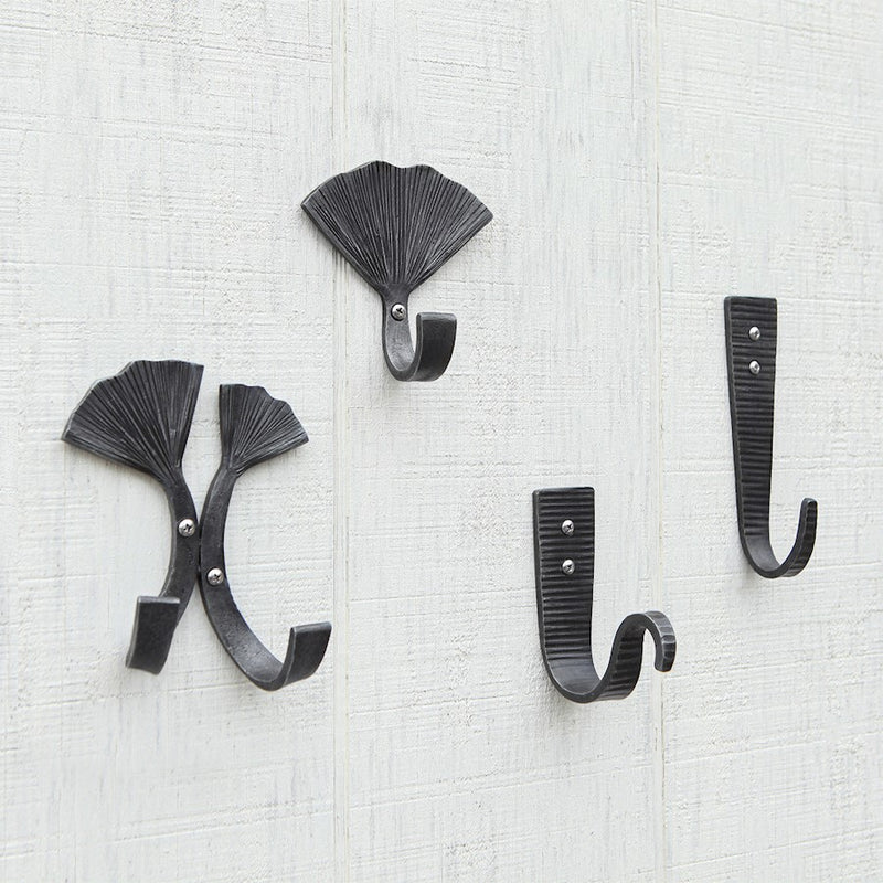 ACHLA Hammered Strap J-Hook Set of 2 | Black Powdercoat Wrought Iron | Kitchen, Mudroom & Garage Wall Hooks | 6.5 in H, Projects 2 in | Model SSH-10