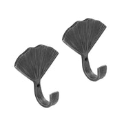 ACHLA Single Ginkgo Leaf Hook, Black Powdercoat