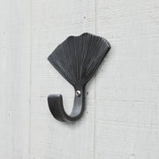 ACHLA Single Ginkgo Leaf Hook, Black Powdercoat