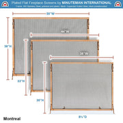 ACHLA Montreal 38x30in Flat Fireplace Screen | Polished Copper Wrought Iron Frame with Black Mesh | Living Room & Hearth Safety | Model SSM-3830CP