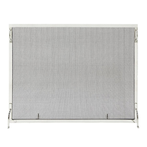 ACHLA Montreal 38x30in Flat Fireplace Screen | Polished Nickel Wrought Iron Frame with Black Mesh | Living Room & Hearth Safety | Model SSM-3830NP