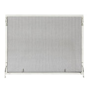 ACHLA Montreal 38x30in Flat Fireplace Screen | Polished Nickel Wrought Iron Frame with Black Mesh | Living Room & Hearth Safety | Model SSM-3830NP