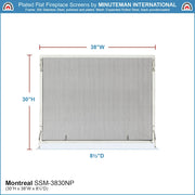 ACHLA Montreal 38x30in Flat Fireplace Screen | Polished Nickel Wrought Iron Frame with Black Mesh | Living Room & Hearth Safety | Model SSM-3830NP
