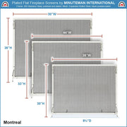 ACHLA Montreal 38x30in Flat Fireplace Screen | Polished Nickel Wrought Iron Frame with Black Mesh | Living Room & Hearth Safety | Model SSM-3830NP