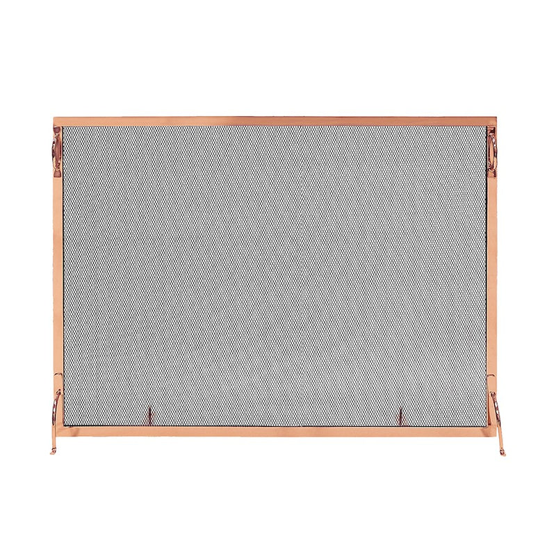 ACHLA Montreal 44x33in Flat Fireplace Screen | Polished Copper Wrought Iron Frame with Black Mesh | Living Room & Hearth Safety | Model SSM-4433CP