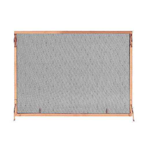 ACHLA Montreal 44x33in Flat Fireplace Screen | Polished Copper Wrought Iron Frame with Black Mesh | Living Room & Hearth Safety | Model SSM-4433CP