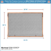 ACHLA Montreal 50x36in Flat Fireplace Screen | Polished Copper Wrought Iron Frame with Black Mesh | Living Room & Hearth Safety | Model SSM-5036CP