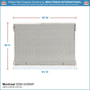 ACHLA Montreal 50x36in Flat Fireplace Screen | Polished Nickel Wrought Iron Frame with Black Mesh | Living Room & Hearth Safety | Model SSM-5036NP