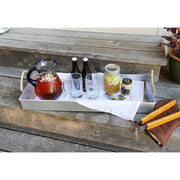 ACHLA Large Tray 28in | Galvanized Steel with Coir Rope Handles | Kitchen, Pantry & Patio Serving & Storage | 28 x 10 x 3 in | Model TRY-08