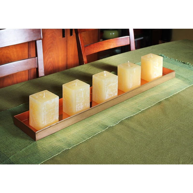 ACHLA Long Tray 29in | Copper-Plated Stainless Steel | Plant Pot Grouping & Table Protection | 29 x 5 x 2 in | Model TRY-C29