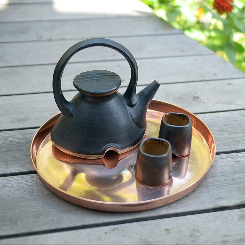ACHLA 12in Round Copper Tray | Stainless Steel with Copper Plated Finish | Decorative Serving & Planter Tray | 12 x 12 x 1 in | Model TRY-R12