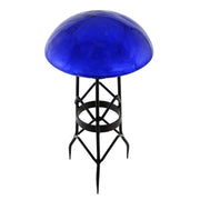 ACHLA Toad Stool Blue Crackle Glass | Hand Blown Garden Ornament | Patio & Garden Accent | 9 x 9 x 5.5 in | Model TS-BL-C