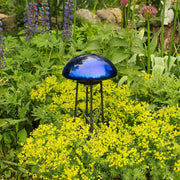 ACHLA Toad Stool Blue Crackle Glass | Hand Blown Garden Ornament | Patio & Garden Accent | 9 x 9 x 5.5 in | Model TS-BL-C