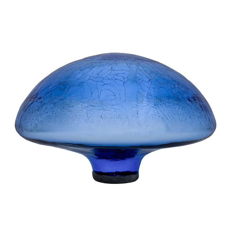 ACHLA Toad Stool Blue Lapis Crackle Glass | Hand-Blown Garden Ornament | Patio & Outdoor Decor | 9 x 9 x 5.5 in | Model TS-BLL-C