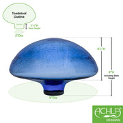 ACHLA Toad Stool Blue Lapis Crackle Glass | Hand-Blown Garden Ornament | Patio & Outdoor Decor | 9 x 9 x 5.5 in | Model TS-BLL-C