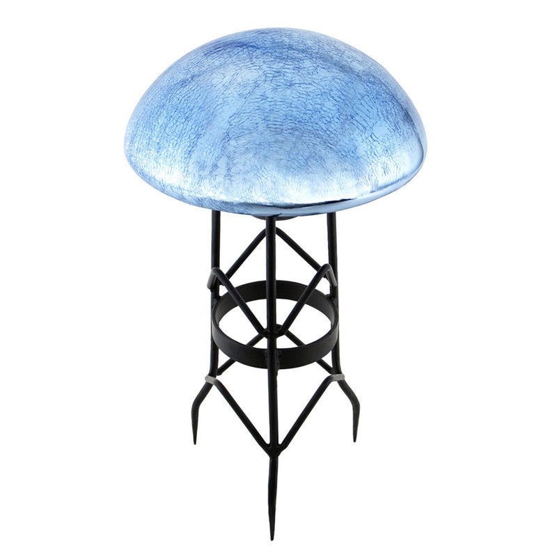 ACHLA Toad Stool Blue Lapis Crackle Glass | Hand-Blown Garden Ornament | Patio & Outdoor Decor | 9 x 9 x 5.5 in | Model TS-BLL-C