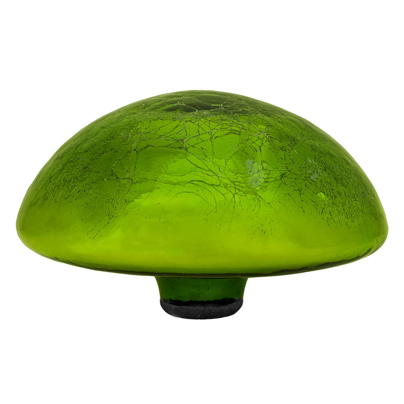 ACHLA Toad Stool Fern Green Crackle Glass | Hand-Blown Garden Ornament | Patio & Garden Accent | 9 x 9 x 5.5 in | Model TS-FG-C