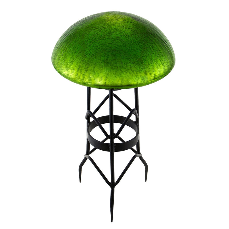 ACHLA Toad Stool Fern Green Crackle Glass | Hand-Blown Garden Ornament | Patio & Garden Accent | 9 x 9 x 5.5 in | Model TS-FG-C