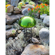 ACHLA Toad Stool Fern Green Crackle Glass | Hand-Blown Garden Ornament | Patio & Garden Accent | 9 x 9 x 5.5 in | Model TS-FG-C