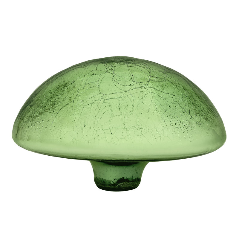 ACHLA Toad Stool Light Green Crackle Glass Garden Ornament | Hand-Blown Crackled Glass | Patio & Garden Accent | 9 x 9 x 5.5 in | Model TS-LG-C