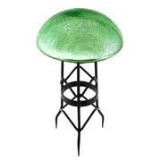 ACHLA Toad Stool Light Green Crackle Glass Garden Ornament | Hand-Blown Crackled Glass | Patio & Garden Accent | 9 x 9 x 5.5 in | Model TS-LG-C