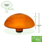 ACHLA Toad Stool | Mandarin Crackle Glass Garden Ornament | Patio & Garden Accent | 9 x 9 x 5.5 in | Model TS-M-C