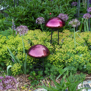 ACHLA Crackled Plum Garden Toadstool | Hand-Blown Glass Outdoor Ornament | Patio & Garden Decor | 9 x 9 x 5.5 in | Model TS-PL-C