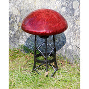 ACHLA Toad Stool Red Crackle Glass | Hand-Blown Crackled Glass Garden Ornament | Patio & Garden Accent | 9 x 9 x 5.5 in | Model TS-RD-C