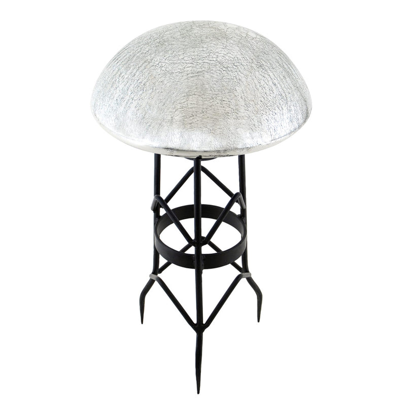 ACHLA Toad Stool Silver Crackle Glass Garden Ornament | Hand-Blown Crackled Glass | Patio & Garden Decor | 9 x 9 x 5.5 in | Model TS-S-C