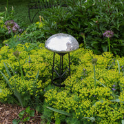 ACHLA Toad Stool Silver Crackle Glass Garden Ornament | Hand-Blown Crackled Glass | Patio & Garden Decor | 9 x 9 x 5.5 in | Model TS-S-C
