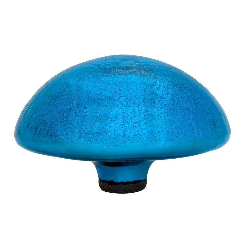 ACHLA Toad Stool Teal Crackle Glass | Hand-Blown Garden Ornament | Patio & Garden Accent | 9 x 9 x 5.5 in | Model TS-T-C