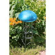 ACHLA Toad Stool Teal Crackle Glass | Hand-Blown Garden Ornament | Patio & Garden Accent | 9 x 9 x 5.5 in | Model TS-T-C