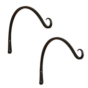 ACHLA 12in Upcurled Bracket 2-Pack | Black Wrought Iron Wall Hook | Outdoor & Indoor Hanging for Lanterns & Planters | Model TSH-05-2