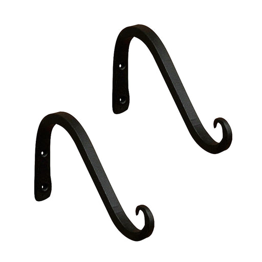 ACHLA 6in Angled Upcurled Bracket 2-Pack | Wrought Iron Black Powdercoat | Outdoor Wall Hook for Planters & Lanterns | 6 x 4 x 0.5 in | Model TSH-07-2