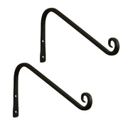 ACHLA 12in Angled Upcurled Bracket 2-Pack | Black Powdercoat Wrought Iron | Outdoor Wall Hook for Lanterns, Planters & Bird Feeders | Model TSH-08-2
