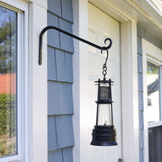 ACHLA 12in Angled Upcurled Bracket 2-Pack | Black Powdercoat Wrought Iron | Outdoor Wall Hook for Lanterns, Planters & Bird Feeders | Model TSH-08-2