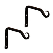 ACHLA Straight Upcurled Wall Bracket Hook 2-Pack | Wrought Iron Black Powdercoat | Indoor & Outdoor Hanging | 0.5 x 4 x 6 in | Model TSH-09-2