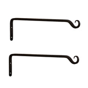 ACHLA 15in Straight Upcurled Bracket 2-Pack | Black Powdercoat Wrought Iron Wall Hook | Outdoor Planter & Lantern Hanger | Model TSH-10-2