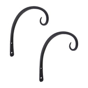 ACHLA 9in Downcurled Bracket 2-Pack | Wrought Iron Black Powdercoat Wall Hook | Outdoor Lantern & Planter Hanger | 0.5 x 6 x 10 in | Model TSH-11-2